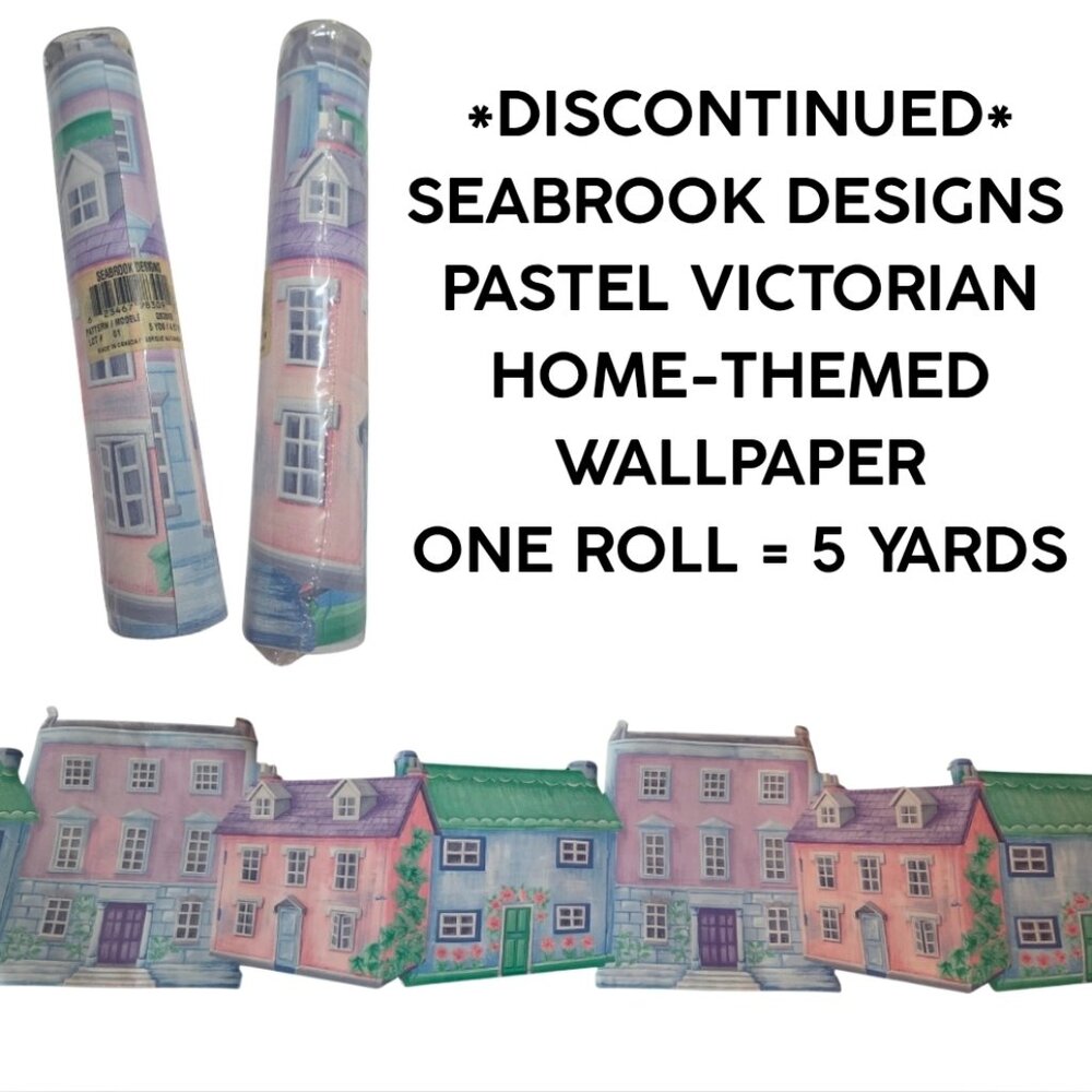 *DISCONTINUED* SEABROOK DESIGNS PASTEL VICTORIAN HOME-STYLE WALLPAPER - 5 YARDS